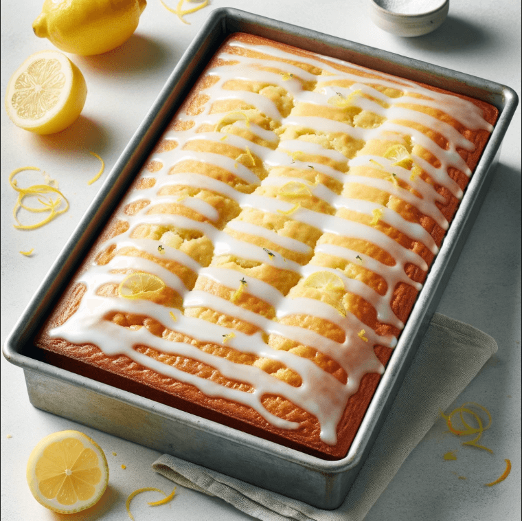 Easy lemon drizzle tray bake recipe
