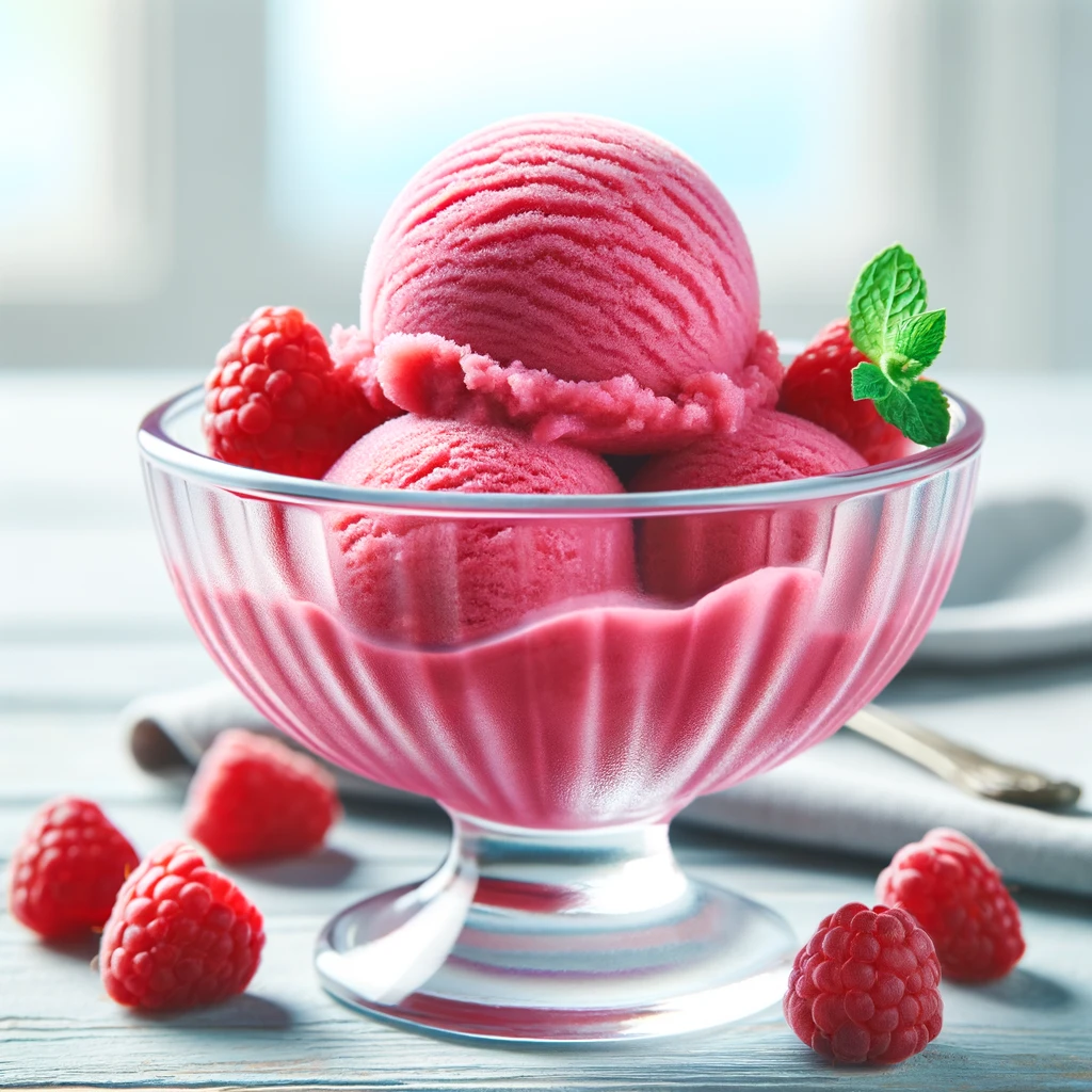 Dairy free vegan ice cream sorbet raspberry
