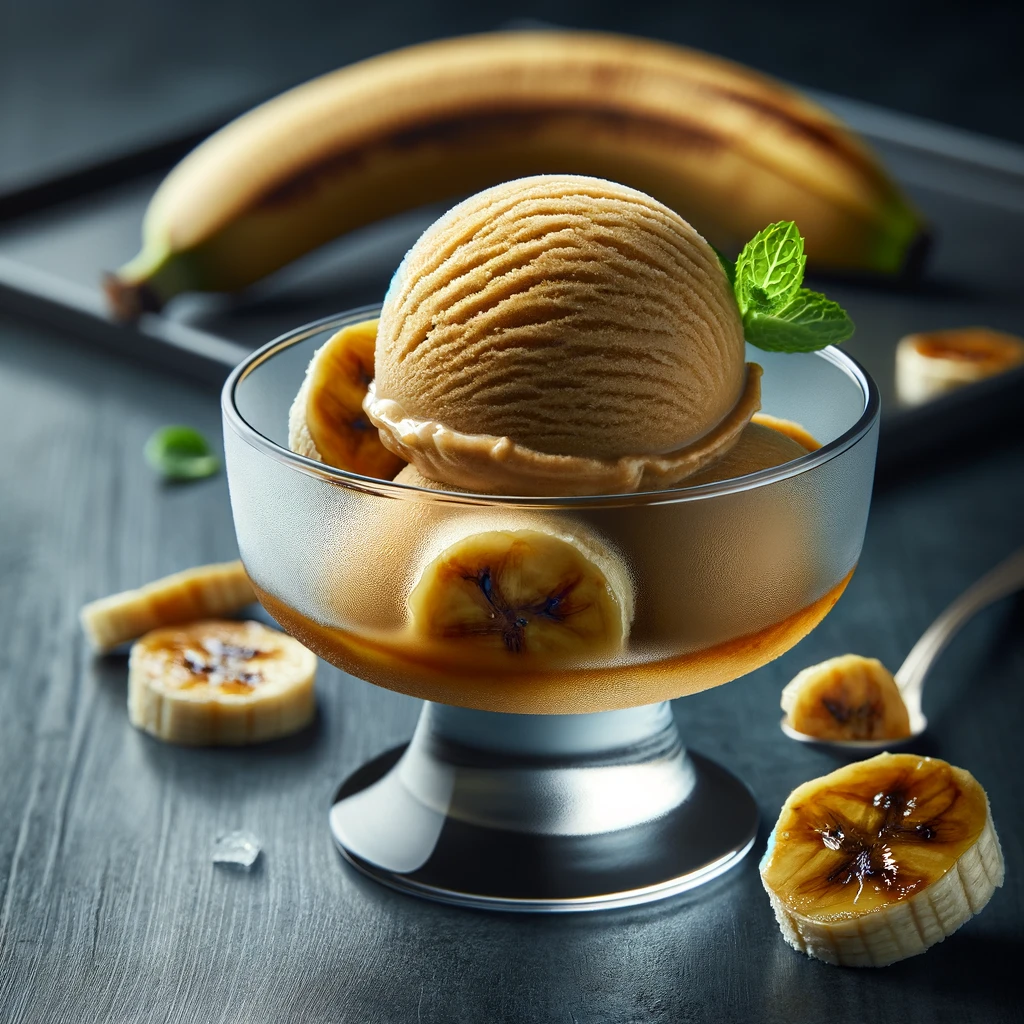 vegan roasted banana sorbet ice cream